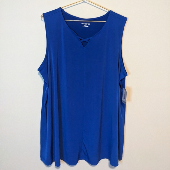 NWT Catherine's Royal Blue Tank with Criss Cross Neck Detail, size 1X - Picture 1 of 5
